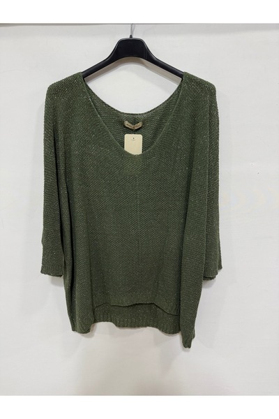 della moor Women's Khaki Italian Fakir Sleeve S Glittery m Modal O Oversized ...