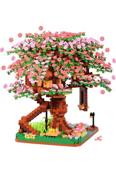 Arabest مجموعة مكعبات بناء شجرة أزهار الكرز مكونة من 2138 قطعة، بيت شجرة ساكو...