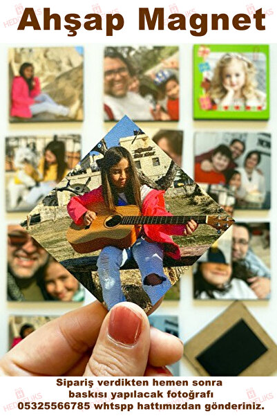 HEDİYELİKS Ahşap Magnet Kişiye Özel Baskı 6x6cm 6 adet