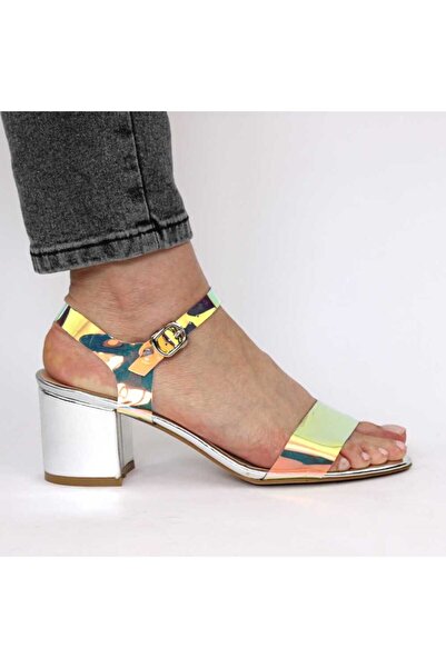 mm Women's Sandals , silver, with medium heel, square W2018-3-SILVER