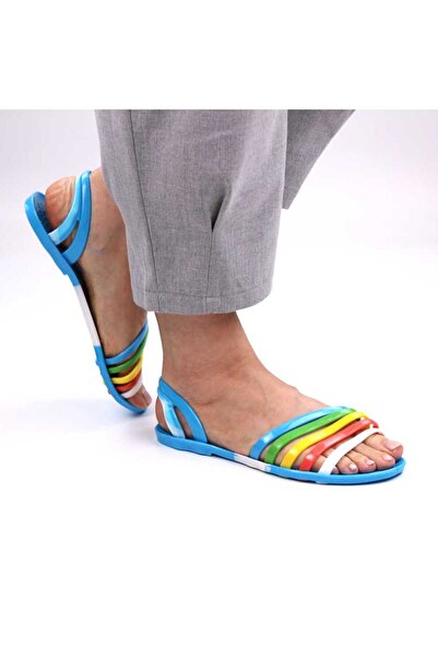 mm Women's casual Sandals with multi-colored straps LB-121-BLUE