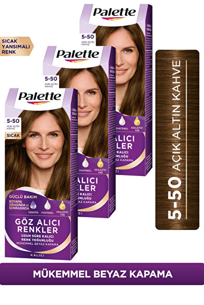 Palette Göz Alıcı Renkler Saç Boyası 5-50 Açık Altın Kahve 50 ml x 3 Adet