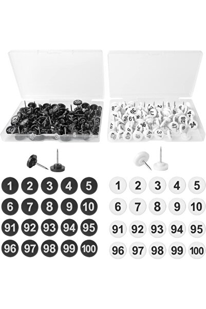 Arabest 200pcs Numbered Push Pin Tacks, 1-100 Sequential Numbe,11mm Diameter ...