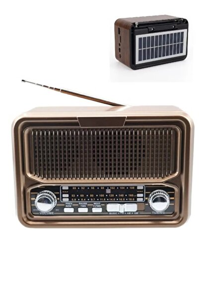 Denx DX2446 Classic Rechargeable Radio with Solar and Battery-Powered LED Fla...