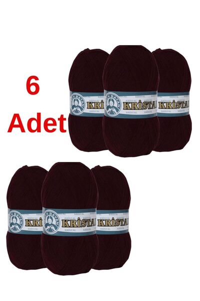 Ören Bayan Ören Crystal pređa za ručno pletenje 035, 6 komada, bordo, fina vl...