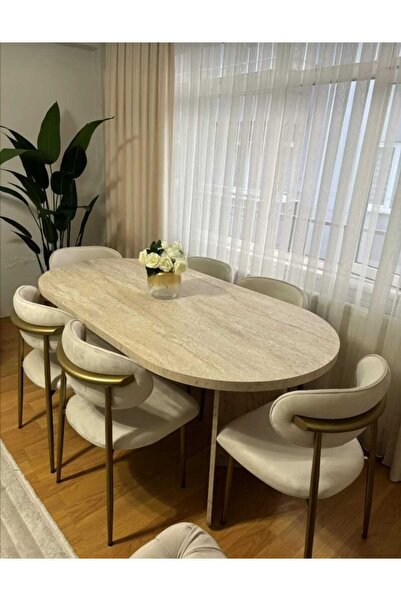 Has Grup Masa Sandalye Bohem Rio Kollu Masa Takımı Ahşap Masa Takımı 6 Kişili...