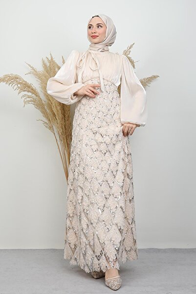 lizatesettür Eflisya İşleme Abiye Krem