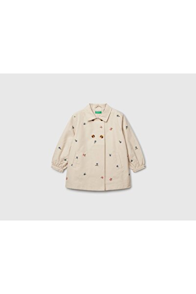 Benetton 253Wgn03T Baby Girl Floral Trench Coat