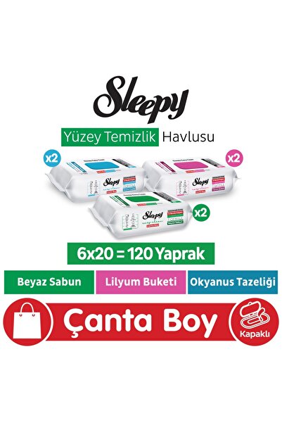 Sleepy Easy Clean Beyaz Sabun + Lilyum + Okyanus Yüzey Temizlik Havlusu Çanta...