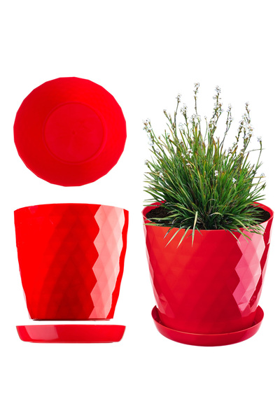 KADAX Ghiveci de flori din plastic cu suport, capac pentru ghiveci, 12 cm, roșu,