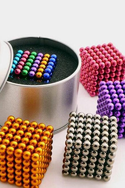 CİYU TİCARET 6 Farklı Renkli Mıknatıslı Küp 5 mm 216 Adet Manyetik Toplar Bil...