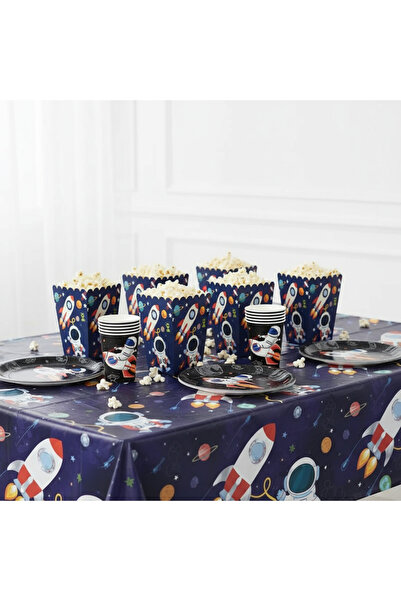 Umamiçe Uzay Party Set – 8-Piece Corn Box + 8-Piece Plate and Cup Set + Table...