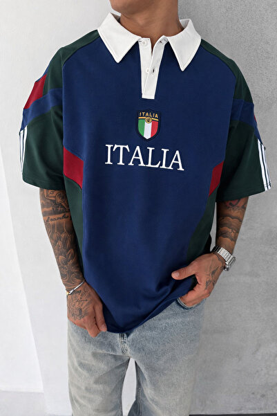 İLKCET MODA Italy Embroidery Unisex Oversize T-Shirt