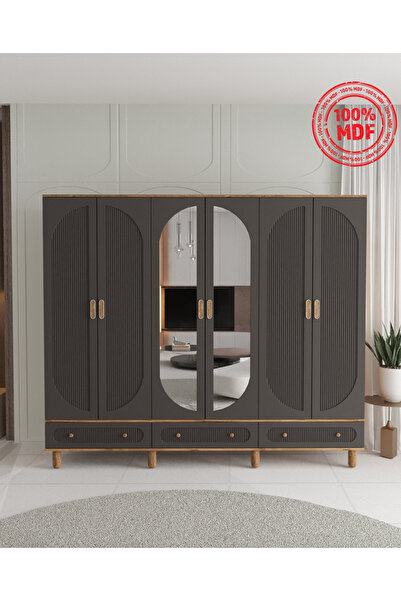 Teen & Bright SOHO 6 KAPAKLI ÇEKMECELİ GARDIROP - TAMAMI MDF