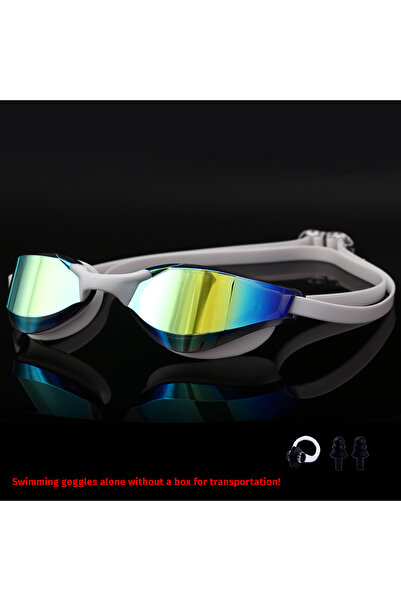 Choice14 White and Blue Race Swimming Goggles Adult Swimming Goggles Race Pla...