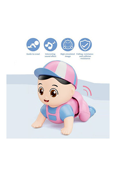 Shoplandu Sevimli Emekleyen Şapkalı Oyuncak Bebek - 12 cm Bebekler İçin Sesli...