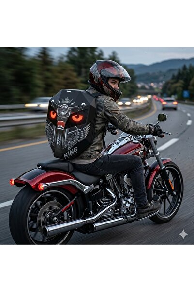 Missidea Road King LED Işıklı Sırt Çantası Motorcu Çantası Büyük Boy