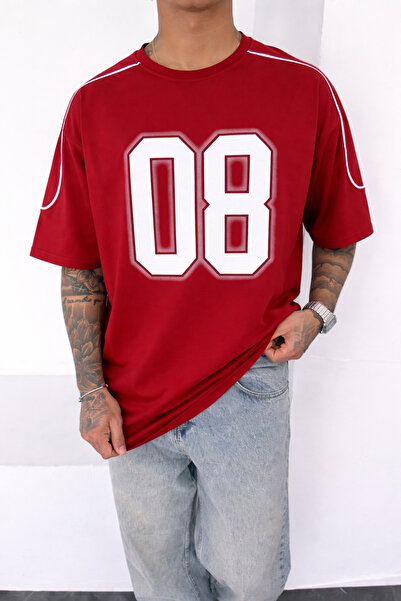 İLKCET MODA 08 Štampano Crvena Oversize kroj Unisex T-shirt