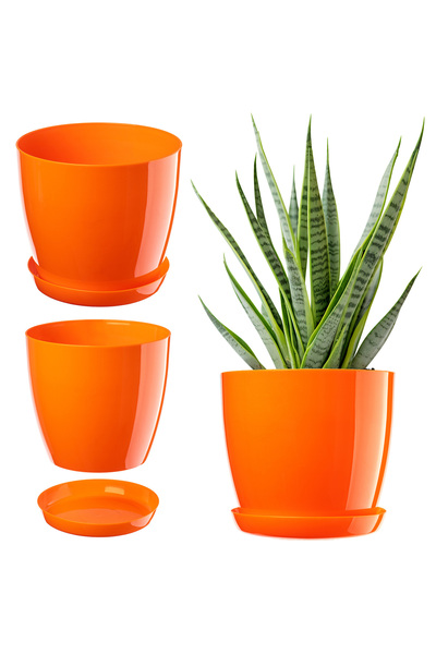 KADAX Flowerpot with Saucer Plastic Cover Flowerpot 12cm Orange
