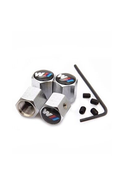 BMW Set of 4 Silver M Valve Caps Compatible with