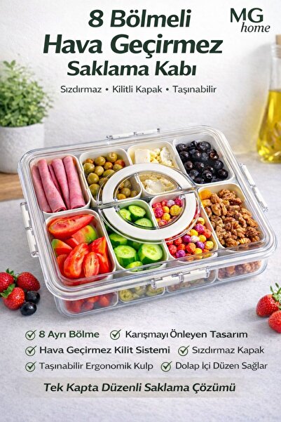 VENON 8 Bölmeli Kilitli Taşınabilir 24 x 31 Cm ❤️ Hava Geçirmez Saklama Kabı ...