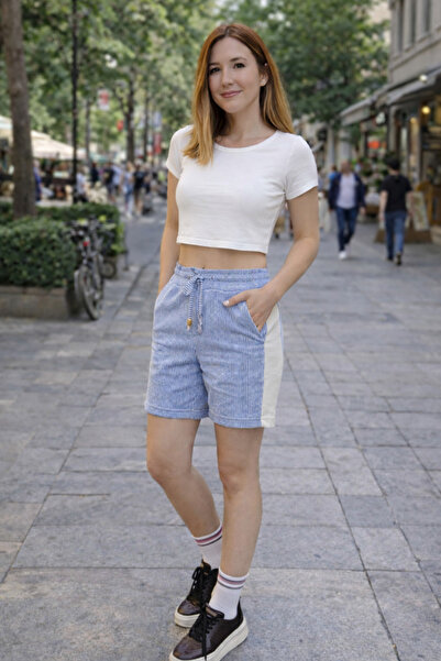 comstar Ženske trendi premium udobne Prugasto plave šortseve