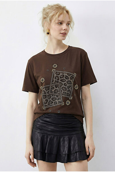 Bianco Lucci Women's Stone Printed Leopard Printed Pack Crew Neck Regular Fit...