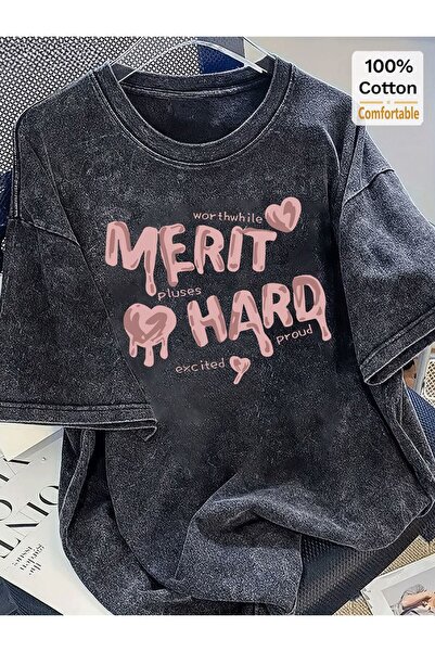 EFFRENATU Unisex Yazı Baskılı T-Shirt – Yuvarlak Yaka, Kısa Kollu, Günlük