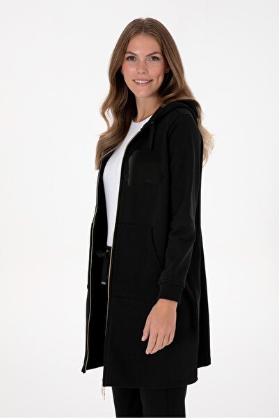 ESNOA KADIN FERMUARLI KAPÜŞONLU PAMUKLU UZUN BOY ÜST KALİTE SWEAT HIRKA