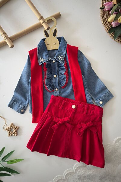 Minigimin Cicileri Set de 2 piese pentru fetițe: cămașă din denim cu detalii ...