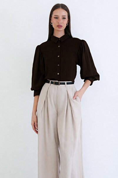 VAGGON Διαφανές πουκάμισο με μανίκια μπαλόνι