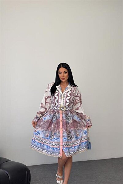 Neşeli Butik rochie de damă albastră cu design mini NBMS25111