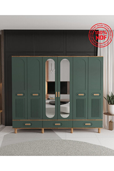 Teen & Bright PERA 6 KAPAKLI ÇEKMECELİ GARDIROP - TAMAMI MDF