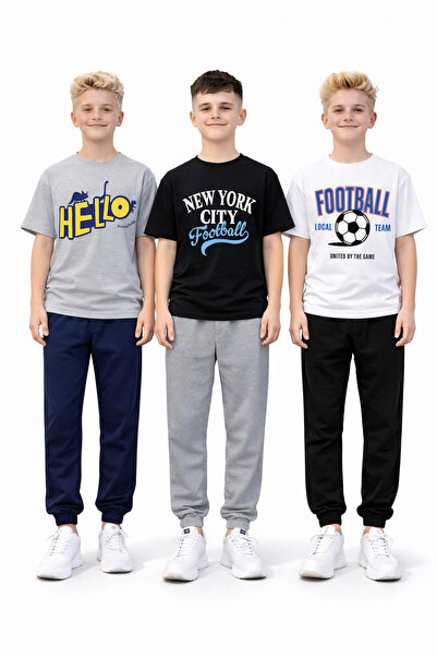 twins tailors Σετ για αγόρια 3-τεμαχίων πακέτο με τύπωμα Βαμβάκι τεμαχίων Λευ...