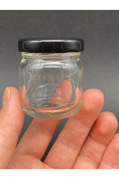 Area Online 3 قطع من برطمانات زجاجية سعة 41 سي سي - مع أغطية معدنية سوداء -