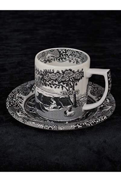 Black Italian Porselen Espresso Fincanı