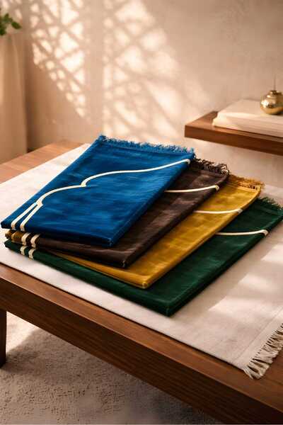 PIRISA 5 Pieces of Plain Az Patterned Velvet Prayer Rug, Woven Dodya Yarn, No...