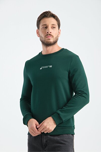 Shooter Sportswear سويت شيرت رجالي باللون الأخضر الداكن بثلاثة خيوط، مقاس عاد...