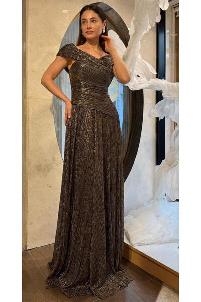 SpringStore Bakır Simli Drapeli Abiye