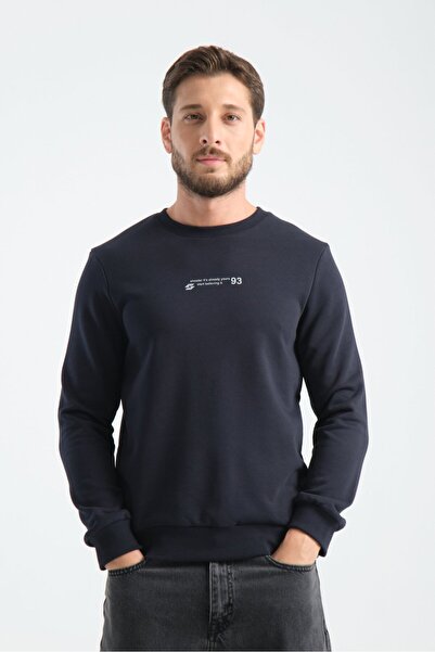 Shooter Sportswear Lacivert Erkek Üç İplik Sweatshirt Regular Fit Pamuklu Bis...