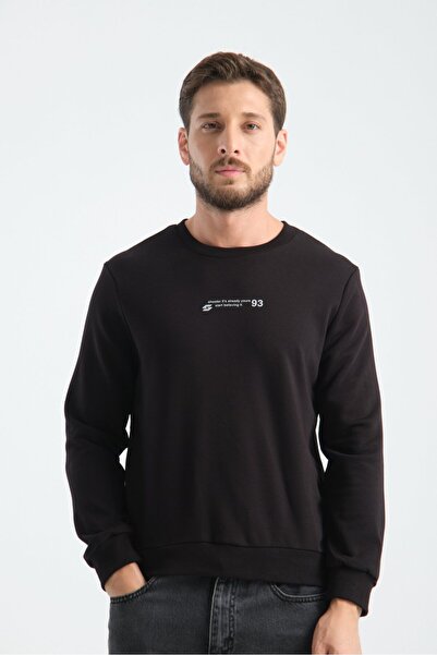 Shooter Sportswear سويت شيرت رجالي أسود بثلاثة خيوط، مقاس عادي P قطن u، ياقة ...