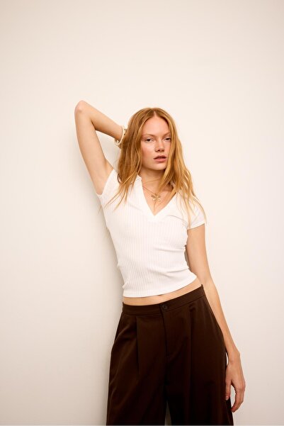 Stradivarius Basic dikişsiz polo t-shirt