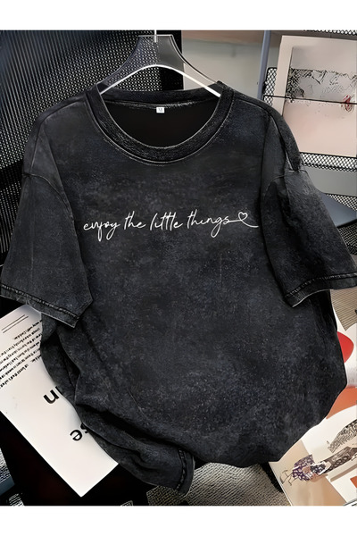 EFFRENATU Unisex Yazı Baskılı T-Shirt – Yuvarlak Yaka, Kısa Kollu, Günlük
