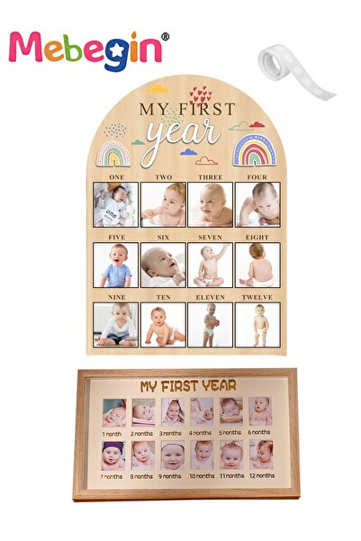 MEBEGIN Baby Keepsake Frame with Non-trace Adhesive Patch, My First Year Mile...