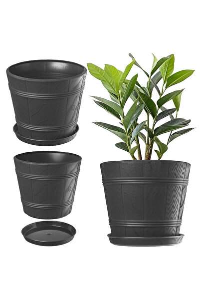 KADAX Ghiveci cu suport pentru flori, capac rotund, 22 cm, plastic, grafit