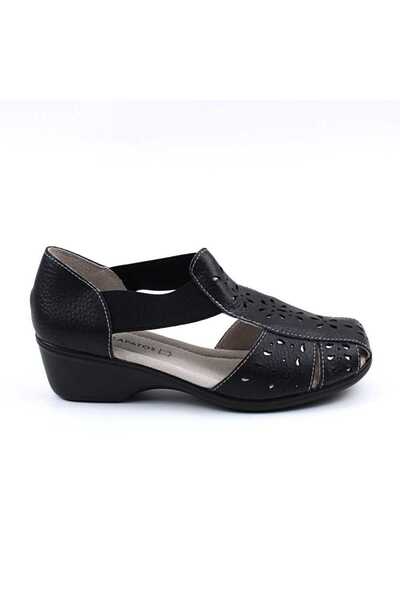 mm Sandale usoare de dama , din piele naturala , cu perforatii LBS009-1-BLACK