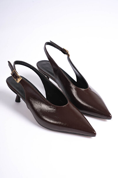 LEVONYA Women's Brown Pointed Toe Low Heel Heeled Shoes