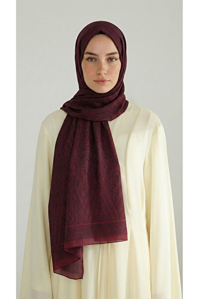 Karaca ELEGANTAN Sa deznom VOILE ZA Svila - CRVENA / BURGUNDIJA