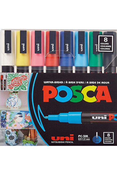 UNİ-BALL قلم تحديد الملصقات من بوسكا 0.9-1.3، أساسه مائي، اللون الأساسي 8 لي ...