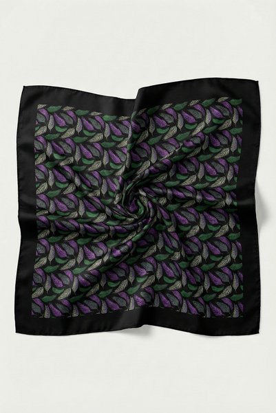 InStyle Feather Patterned Purple Soft Cotton Scarf